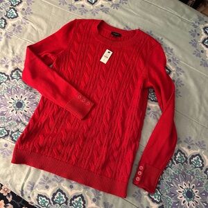 NWT Talbots Red Cable Knit Sweater